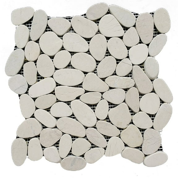 12 in. x 12 in. White Honed Sliced Pebble Floor and Wall Tile 12" x12" (5.0 Sq. ft. / Case)