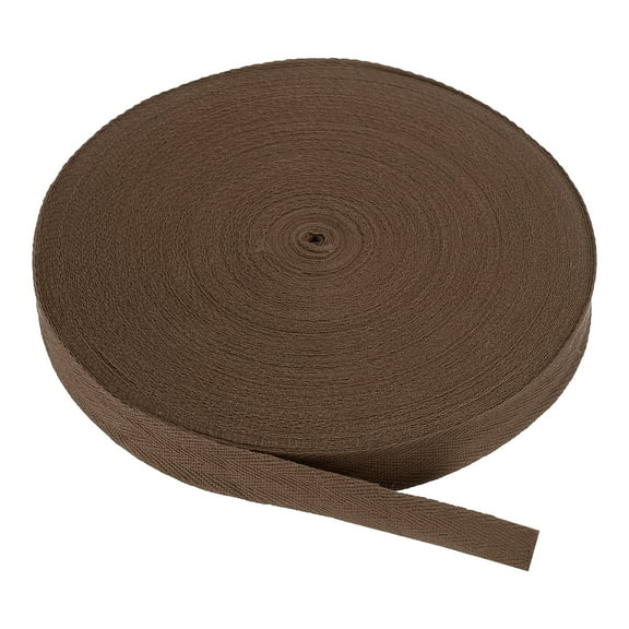 Uxcell Cotton Twill Tape 1" 50 Yards Cotton Ribbon Bias for Sewing Gift Wrapping Dark Brown