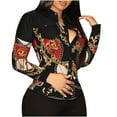 thumbnail image 2 of AOOCHASLIY 2023 Women Tops Fashion Women Lapel Printing Front Button Cardigan Long Sleeves Shirt Tops Coat, 2 of 5