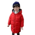 thumbnail image 3 of Boys Girls Long Heavyweight Hooded Puffer Jacket Packable Autumn and Winter Long Down Coats Red 110, 3 of 6