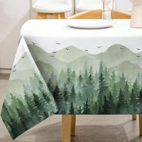 Greenery Forest Tablecloth Rectangle Watercolor Woodland Tree Table Cover 60x102 Inch Washable Table Cloth for Holiday Picnic Dinner Table Setting Decoration Supplies