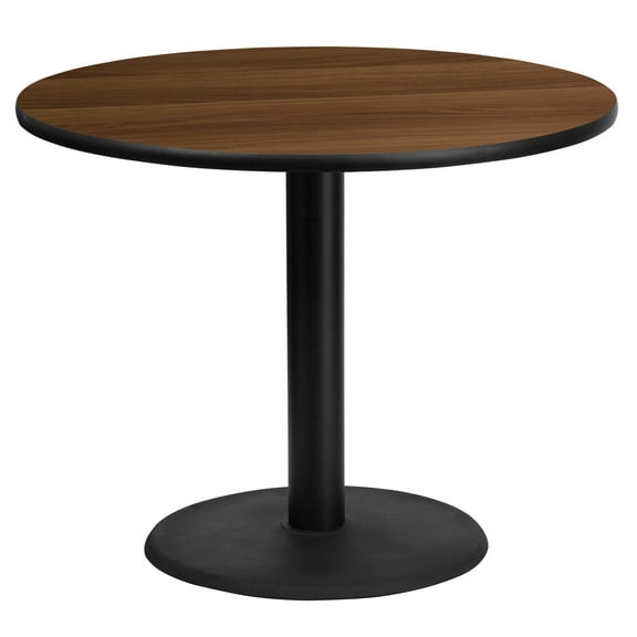 Flash Furniture 36'' Round Walnut Laminate Table Top with 24'' Round Table Height Base