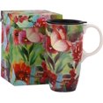 thumbnail image 1 of Coffee Ceramic Mug Porcelain Latte Tea Cup Tall Mug with Lid 17oz. Butterfly, 1 of 7