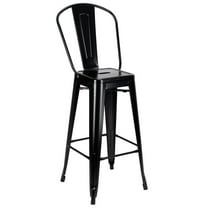 Black Semi-Gloss Tolix Style Metal Barstool with Back by Chivari