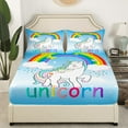 thumbnail image 2 of Unicorn Fitted Sheets Twin Light Blue And White Unicorn Bed Sheets Kawaii Rainbow Unicorn Printed Bedding Set White Horse Stars Sheets Room Decor with Deep Pocket 2Pcs, 2 of 5