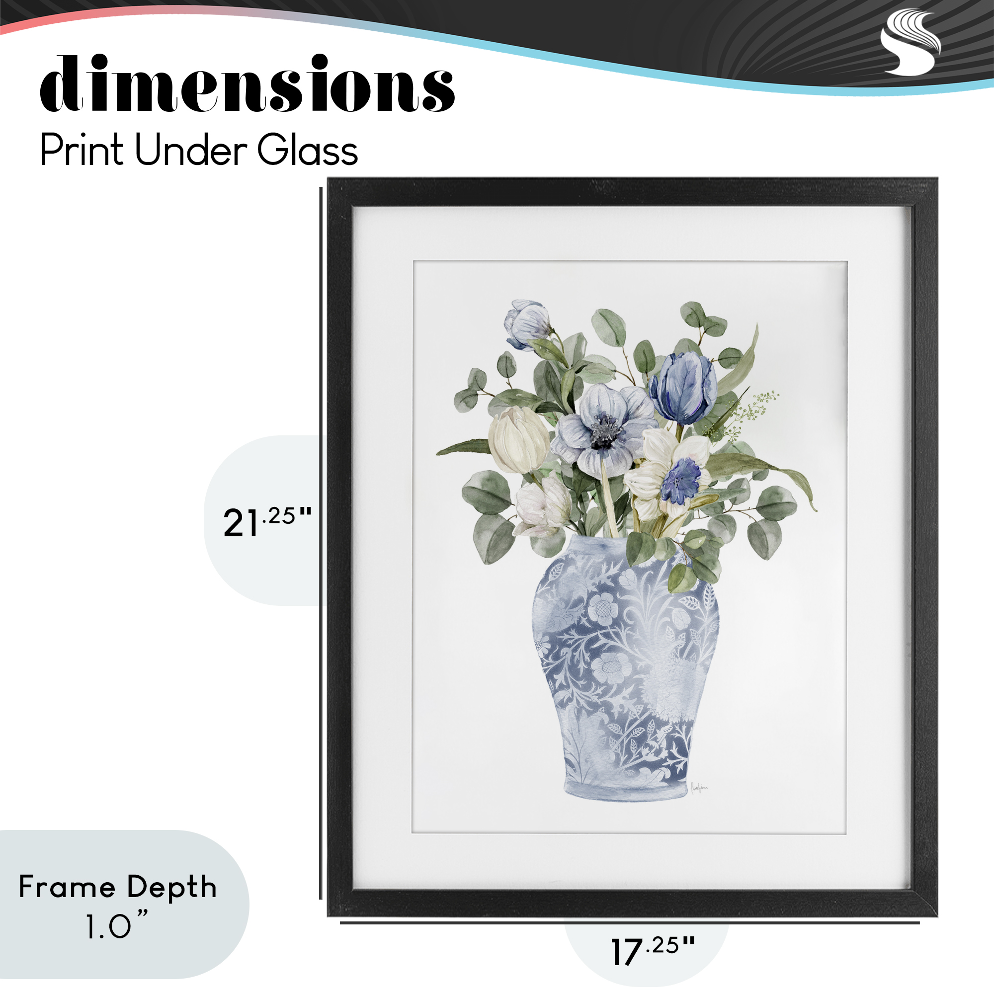 Stupell Industries Ornate Vase Tulips Black Framed Print Under Glass, design by Livi Finn