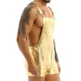 thumbnail image 3 of inhzoy Men's Metallic Dungarees Bib Overalls Suspender Shorts Party Club Rave Outfits Gold XXL, 3 of 10