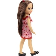 Barbie Chelsea Small Doll in Cherry-Print Dress with Brunette Hair & Brown Eyes