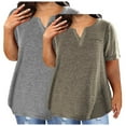 thumbnail image 1 of SwiftWear Plus Size Women's 2-Pack Solid Color V-Neck Blouse-Tee Set - Summer Casual Relaxed Fit Short Sleeve Tops with Mix & Match, 1 of 3