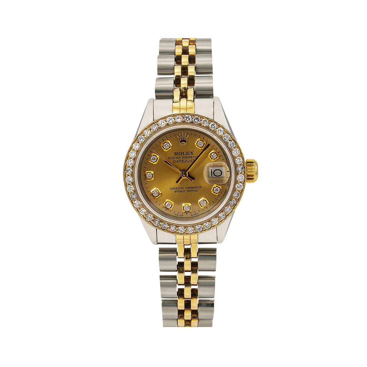 Pre-Owned Rolex Datejust 6917 26MM Champagne Diamond Dial With Two Tone Jubilee Bracelet 0.90 CT