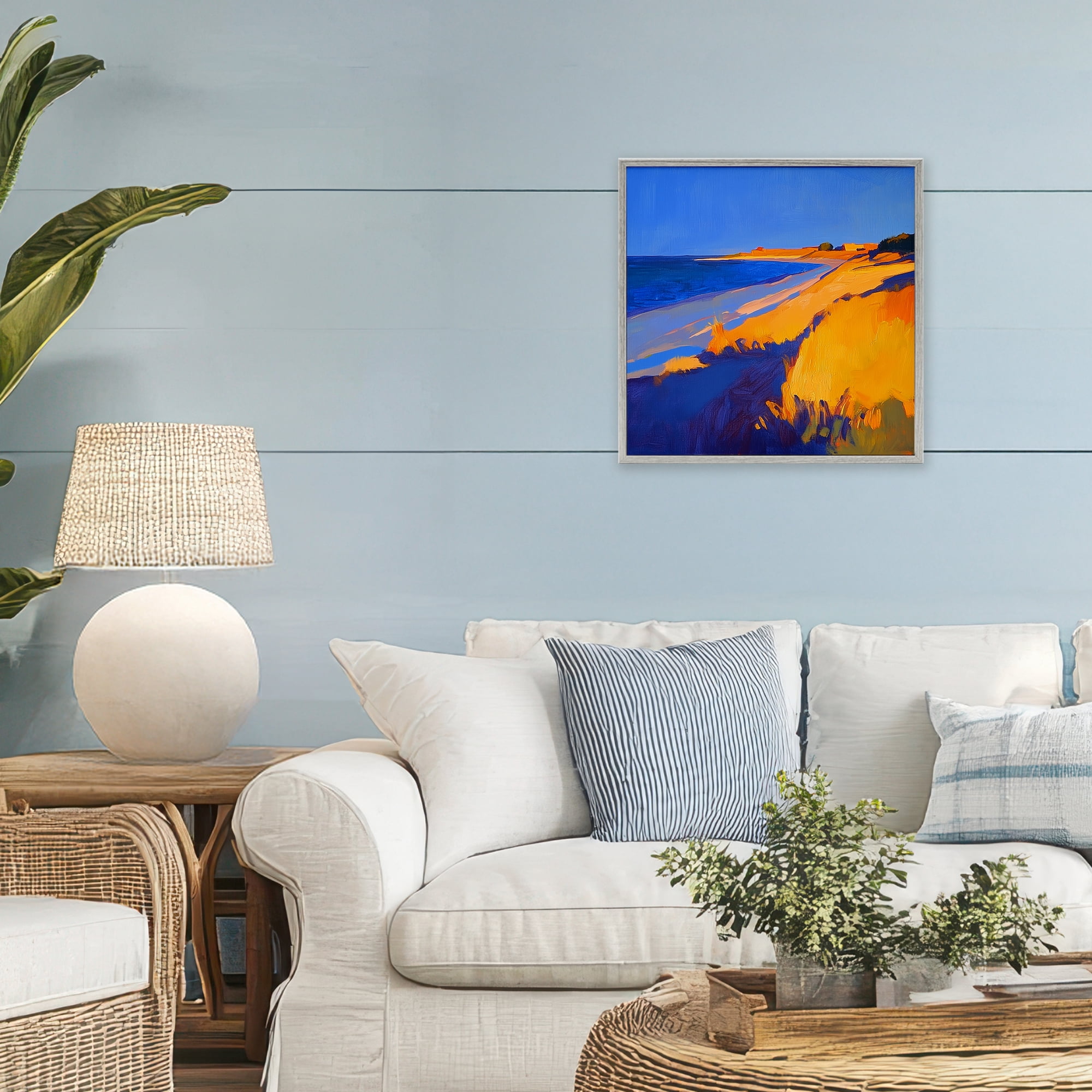Stupell Industries Complimentary Coast Seascape Gray Framed Giclee Art, design by Walker Noble