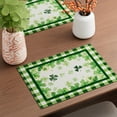 thumbnail image 3 of St. Patricks Day Green Plaid Four-Leaf Clovers Shamrocks Horseshoes Placemats Set of 4 Table Mats Table Decorations 12x18 Inch, 3 of 5