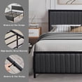 thumbnail image 4 of VECELO Queen Size Metal Platform Bed Frame, Modern Upholstered Tufted Headboard and Footboard, No Box Spring Needed, Gray, 4 of 13