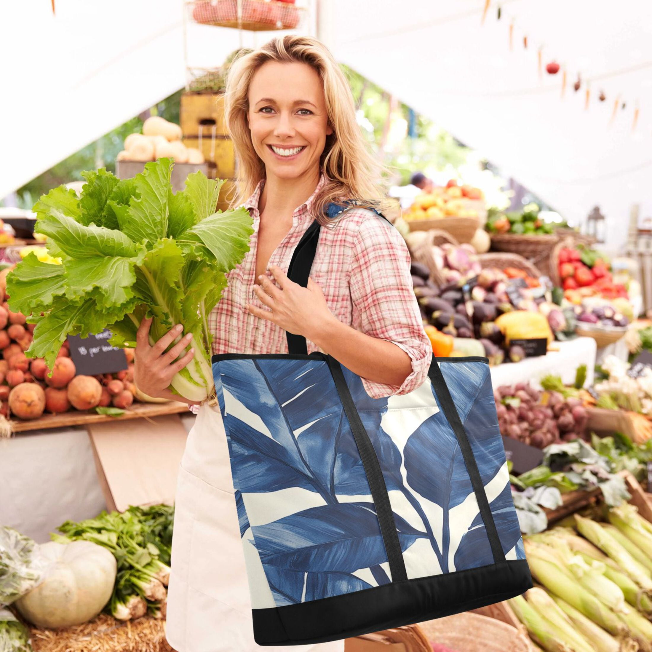 Large Hand-held Ice Pack Picnic Bag Insulation and Refrigeration Suitable for Shopping Picnics and Camping Super Cute Leaves