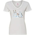 thumbnail image 3 of Inktastic Snowman Stickup with Hairdryer Women's V-Neck T-Shirt, 3 of 5