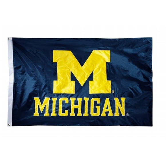 Bsi Products 33003 Michigan Wolverines - 2-sided Nylon Applique 3 x 5 ft. Flag With grommets