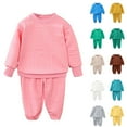 thumbnail image 1 of MKOSPLRT Kids Sweatsuits 2 Piece Set Solid Textured Workout Sets Crewneck Long Sleeve Sweatshirts Casual Sweatpants 2-11 Years, 1 of 5
