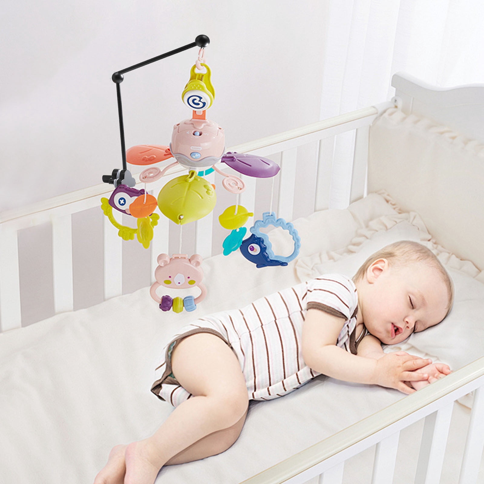JoyMagic 27 Inch Bed Support Wooden Crib Mobile Holder 360° Rotating Cot Mobile Arm For HangingPlush Toys As Nursery Decoration