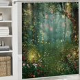 thumbnail image 6 of Orinice Riyidecor Dream Magic Shower Curtain Green Fairy Tale Mushroom Tree Grass Garden Landscape Wonderland Butterfly Plant Bathroom Decorative Fabric Polyester Waterproof 69x72, 6 of 7