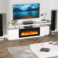 thumbnail image 2 of 70in Fireplace TV Stand Fits TVs Up to 80'', Modern Entertainment Center with 36in Electric Fireplace Heater, Media Console with 12 Colors LED Lights 2 Storage Cabinets for Living Room Bedroom, 2 of 7