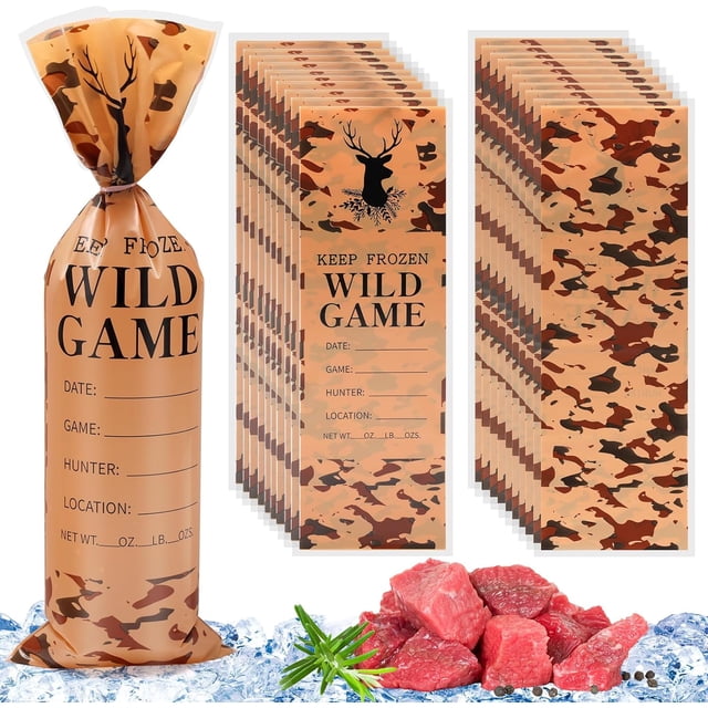 80P/ 120P Game Wild Meat Bags for Freezer, Thick Game Wild Freezer Bags Ground Meat Storage 1LB for Packaging/Prevent Freezing Burn (120)
