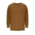 thumbnail image 4 of Women's Oversized Crewneck Sweatshirts with Side Zipper Split Long Sleeve Plain Pullover Fall Winter Casual Tops (M, Coffee), 4 of 6