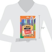 BIC Cristal Bold Ballpoint Pens, 1.6mm, Assorted Colors, 24 Count