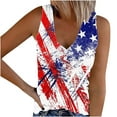 thumbnail image 2 of Wiyuqeen Women's Patriotic Ribbed Knit Tops Sleeveless Button Up Henley Shirts Vintage USA Flag Print Tee Shirts Stretchy Holiday Tanks, 2 of 4