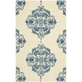 thumbnail image 2 of SAFAVIEH Chelsea Abagail Damask Wool Runner Rug, Ivory/Blue, 2'6" x 14', 2 of 10