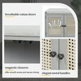 thumbnail image 6 of Shoe Storage Bench with Cushion, 47" Rustic Entryway Bench with 4 Rattan Doors, 2-Tier Shoe Organizer Cabinet with Adjustable Shelves for Living Room, Gray, 6 of 7