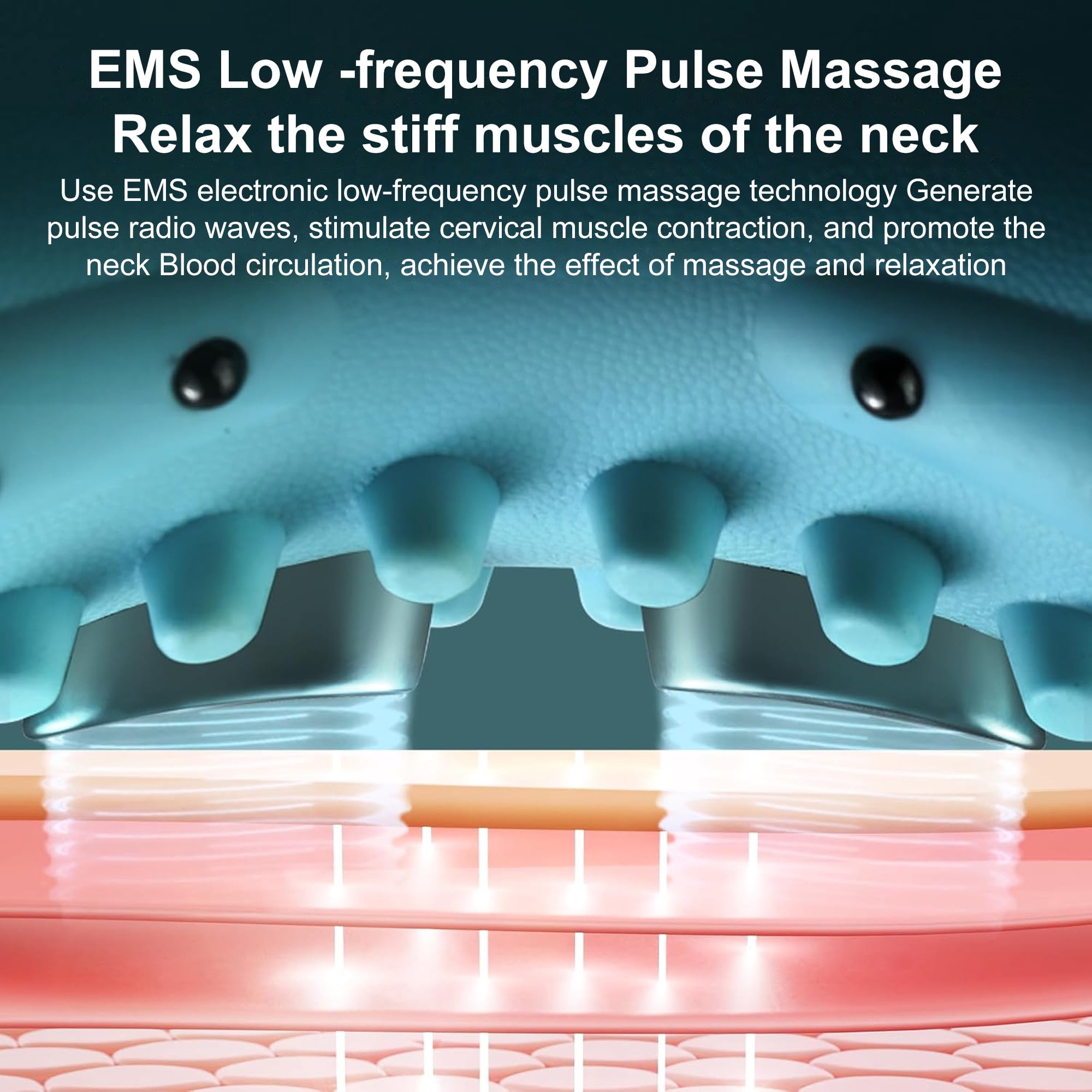 INSMART Neck Massager with EMS Pulse, 6-Level Intensity & Magnetic Heat Massage – Portable Cervical Relief for Muscle Stiffness and Fatigue