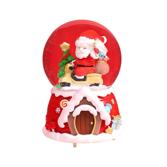 Christmas Music Crystal Box with LED Lights Snow Glitter Effect Festive Melody Decor for Home Office Party Display