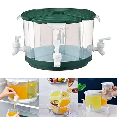 

Clearance Storage Beverage Dispenser For Fridge 5.5 L/1.5 Gallon Rotating Plastic Drink Dispenser With Spigot 4 Grids Cold Kettle Refrigerator Iced Lemonade Juice Containers For Daily Use (White)