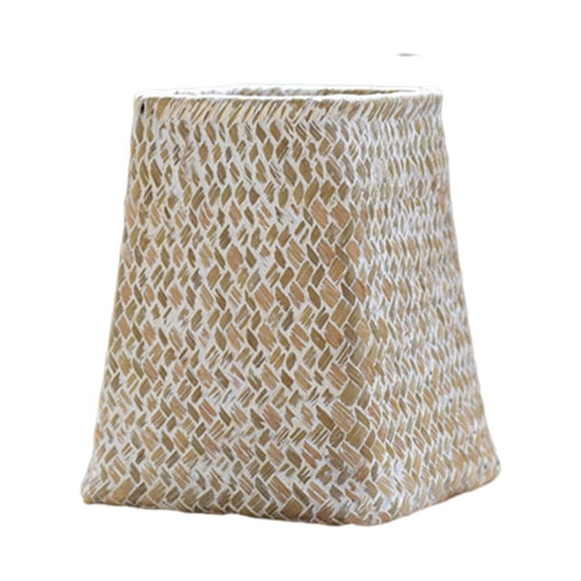 Inteprter Botella de flores de , decoración de tejido de mimbre a la moda, cesta moderna, jarrón artesanal para sala de estar, dormitorio, Jardín y Patio Blanco 14cm