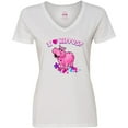 thumbnail image 3 of Inktastic I Love Hippos with Pink Hippo and Flowers Women's V-Neck T-Shirt, 3 of 5