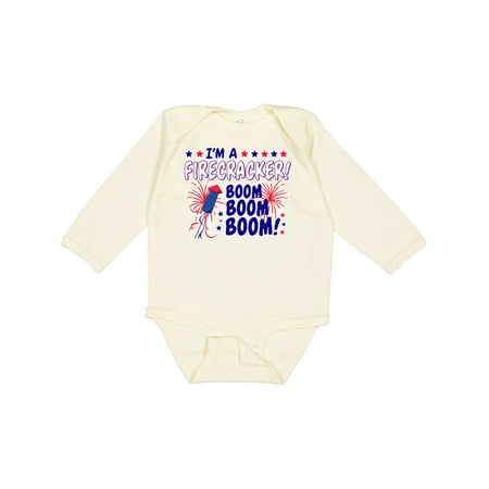 

Inktastic Im a Firecracker Boom Boom Boom with Stars and Rocket Gift Baby Boy or Baby Girl Long Sleeve Bodysuit