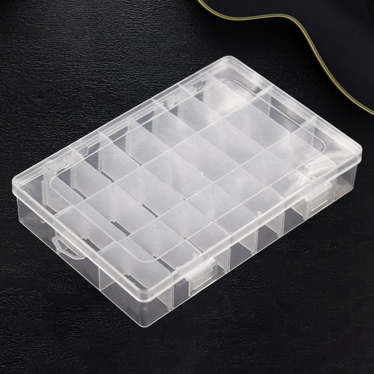 Sewing Thread Storage Box Container Organizer Grids Empty Threads Spools Box 24 Cells, White