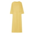 thumbnail image 4 of Jinhomg Women Casual Long Sleeve Maxi Dress Lightweight Cotton Linen Beach Loose Fit Comfy Crewneck Midi Dress 2025 Spring Dresses with Pocket Yellow XXXXL, 4 of 7