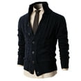 thumbnail image 2 of H2H MENS HIGH NECK TWISTED KNIT CARDIGAN SWEATER WITH BUTTON DETAILS NAVY US S/ASIA M (KMOCAL020), 2 of 6
