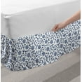 thumbnail image 2 of Navy White Bed Skirt, Simple Retro Nautical Pattern with Anchor Helm Lighthouse and Windrose, Elastic Bedskirt Dust Ruffle Wrap Around for Bedding Decor, 4 Sizes, Night Blue and White, by Ambesonne, 2 of 2