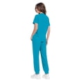 thumbnail image 5 of Women's Solid V-Neck Short Sleeve Medical Scrubs Set Workwear With Pockets Turquoise L, 5 of 6