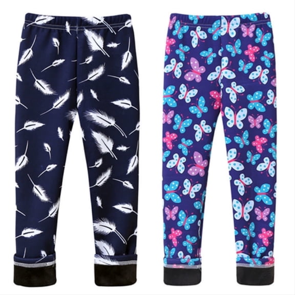 2 Pack Girls Stretch Floral Printed Leggings Kids Ankle Length Yoga Pants Athletic Leggings