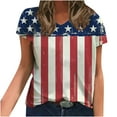 thumbnail image 2 of Bnwani Independence Day Shirts for Women Fashion American Flag Tops Patriotic Stars Stripes Short Sleeve T-Shirts 4th of July 2023 Blouses Multi-color S-2XL, 2 of 5