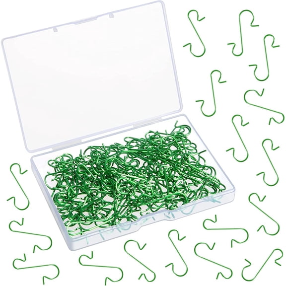 200 Pcs Christmas Ornament Hooks, Christmas Ornament Hangers Metal Wire Small Hooks S-Shaped with Storage Box for Christmas Tree Party Balls Decoration(Green)