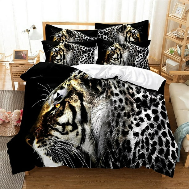 3D Animals Wolf Tiger Lion Leopard Print Bedding Duvet Cover Sets Twin Full  Queen King Size Soft Comforter Bed Set with Pillowcase 