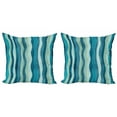 thumbnail image 1 of Ambesonne Abstract Throw Pillow Cover 2 Pack, Grunge Wave Pattern, 20", Blue and Almond Green, 1 of 2
