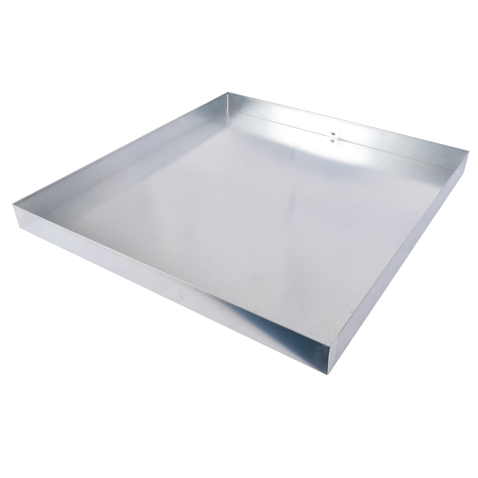 GELUOXI 32 x 30 x 2.5 Inch Washing Machine Pan Galvanized Steel Washing Machine Drain Pan Heavy Duty Compact Washer Drip Tray with Drain Hole & Hose Adapter