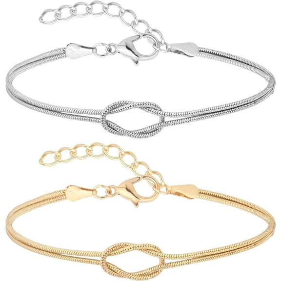 YMCSTONEMA Love Knot Snake Chain Infinity Bracelets For Women Gold-Plated Bracelet Matching Bracelets For Couples Friendship Relationship Bracelets Valentine Christmas Gifts For Her[z430]