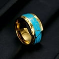 thumbnail image 6 of 10mm Gold/Silver 316L Titanium Steel Band Men's Blue Wedding Ring Sz 7-11, 6 of 7