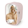 Personal Chiller 7L Mini Fridge with Mirror Door for Vanity, Pink